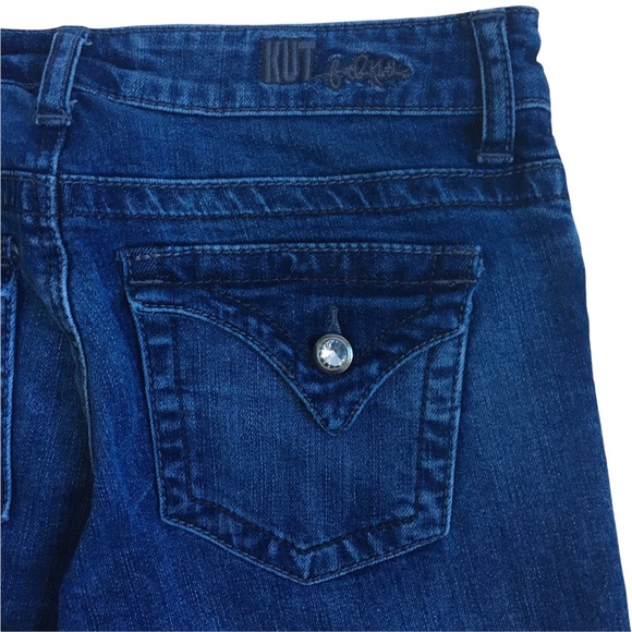 KUT From The Kloth Boot Cut Flap Pockets Dark Wash Blue Denim Jeans Size 6 - Picture 16 of 17